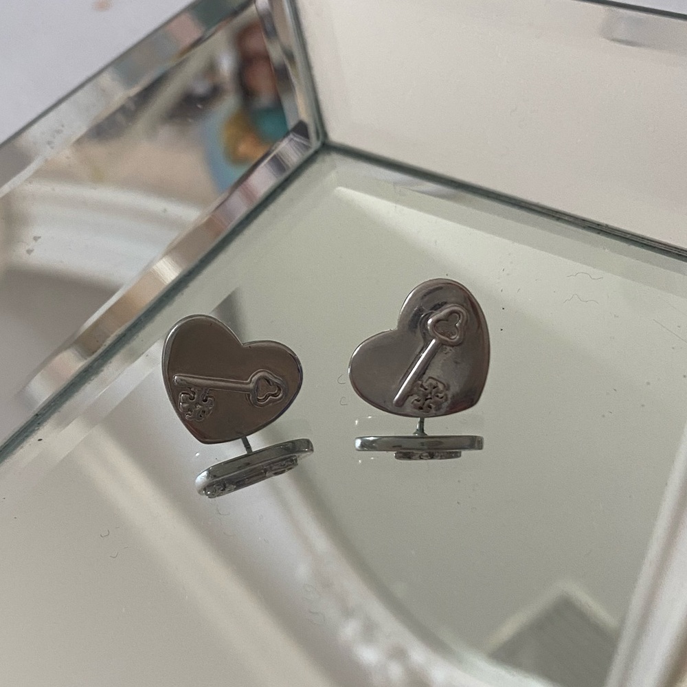 Tori Burch silver key stud earrings